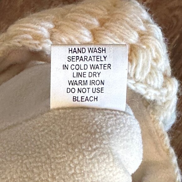 SALE 2/25 Woven Wool, Fleece Lined Beanie - Off White - Picture 6 of 6